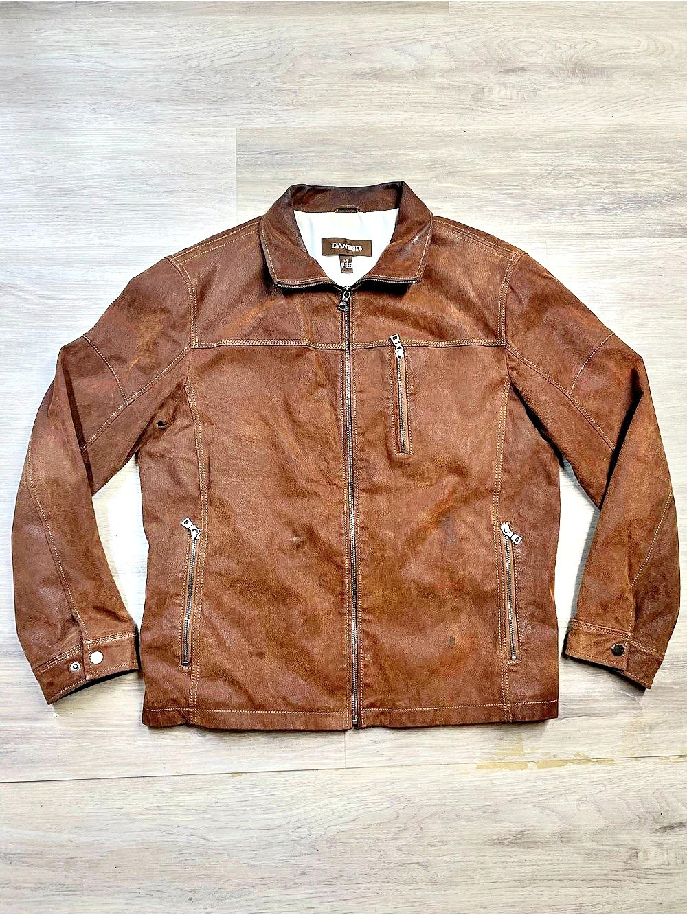 Danier Men's Leather Jacket Brown Size Large